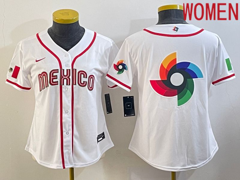 Women 2023 World Cub Mexico Blank White Nike MLB Jersey15